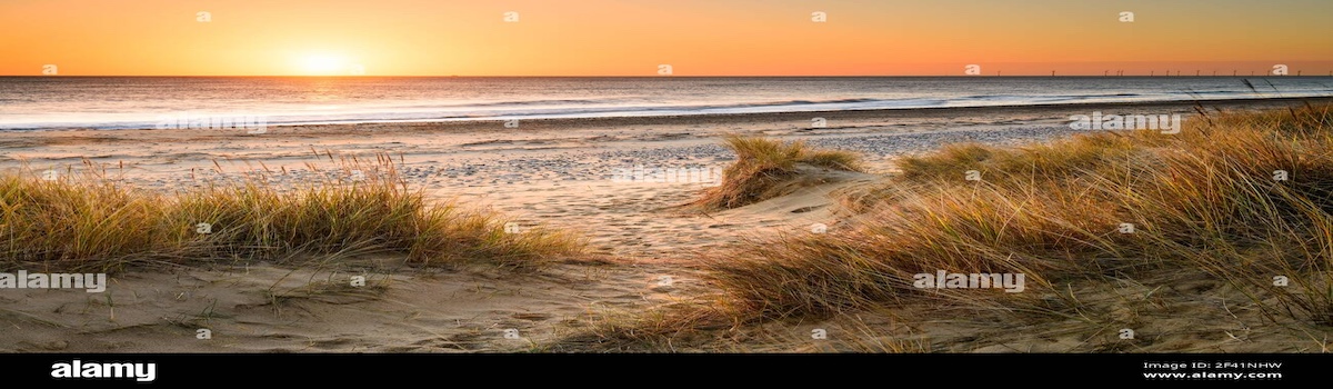 A sandy winding path through a scenic landscape